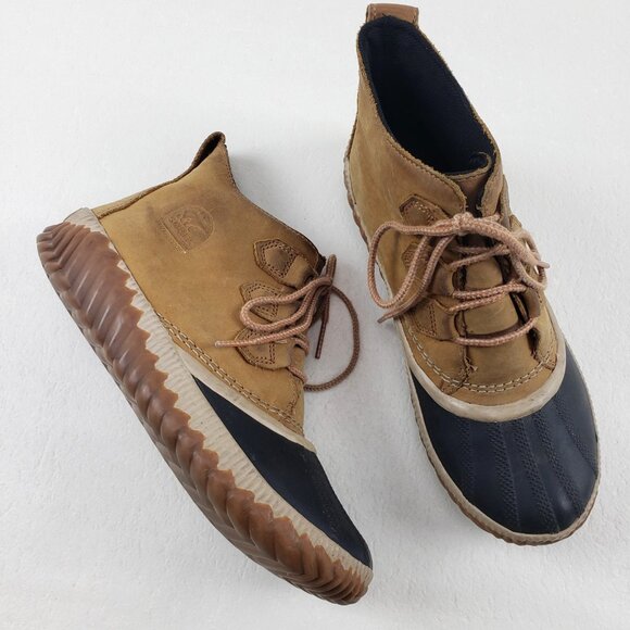 Sorel Out N About Duck Boot Womens 8.5 Brown Leather Ankle Lace Up Waterproof - Picture 1 of 13